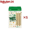 お店TOP＞フード＞お菓子＞焼き菓子＞プレッツエル(プレッツェル)＞十六穀プリッツ やきのり味 (60g×5セット)【十六穀プリッツ やきのり味の商品詳細】●厳選した十六種類の穀物をギュッと練りこみました。●香ばしさとともに食物繊維が摂れます。●たくさんの穀物が織りなす香ばしさと多彩な食感を美味しく食べるうちに食物繊維を摂ることができます。●1箱に6袋入り。【品名・名称】菓子【十六穀プリッツ やきのり味の原材料】十六穀ミックス粉(もち大麦、押麦、黒米、小麦たんぱく、はとむぎ、もちきび、もち米、とうもろこし、ひえ、発芽玄米、ライ麦、小麦全粒粉、アマランサス、キヌア、ホワイトソルガム、赤米、緑米)(国内製造)、植物油脂、小麦たんぱく、でん粉、ショートニング、砂糖、焙煎米粉、イースト、食塩、あおさパウダー、のりシーズニング、こんぶシーズニング／加工デンプン、調味料(アミノ酸等)、乳化剤、増粘剤(キサンタンガム)、香料、(一部に小麦・大豆・鶏肉を含む)【栄養成分】1袋(10g)当たりエネルギー：45kcal、たんぱく質：1.3g、脂質：2.0g、炭水化物：6.3g(糖質：4.2g、食物繊維：2.1g)、食塩相当量：0.19g【アレルギー物質】小麦・大豆・鶏肉【保存方法】直射日光をさけ、涼しい場所に保存してください。【ブランド】プリッツ(PRETZ)【発売元、製造元、輸入元又は販売元】江崎グリコ※説明文は単品の内容です。商品に関するお電話でのお問合せは、下記までお願いいたします。受付時間 平日9：00-18：30(土日・祝日・夏期休暇・年末年始を除く)お菓子・アイスクリーム・食品・サプリメント：0120-917-111牛乳・飲料・デザート：0120-141-369育児用ミルク・幼児食：0120-964-369リニューアルに伴い、パッケージ・内容等予告なく変更する場合がございます。予めご了承ください。・単品JAN：4901005521209江崎グリコ555-8502 大阪市西淀川区歌島4-6-5※お問合せ番号は商品詳細参照広告文責：楽天グループ株式会社電話：050-5577-5043[お菓子/ブランド：プリッツ(PRETZ)/]