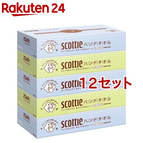 スコッティ ハンドタオル100 スマートタイプ ペーパータオル(200枚入(100組)*5箱パック*12セット)【ス..