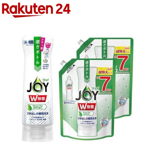 除菌ジョイ コンパクト 緑茶の香り 逆さボトル+つめかえ超特大サイズ2個セット(1セット)【ジョイ(Joy)】のサムネイル
