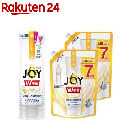 除菌ジョイ コンパクト スパークリングレモン 逆さボトル+つめかえ超特大2個セット(1セット)【ジョイ(Joy)】のサムネイル