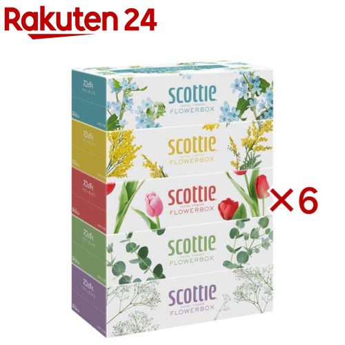 スコッティ ティシュー フラワーボックス(5箱パック×6セット(1箱500枚(250組)))