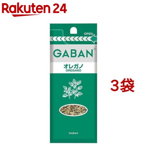 お店TOP＞フード＞調味料・油＞スパイス(香辛料)・薬味＞オレガノ(スパイス)＞ギャバン オレガノ ホール 袋 (3.5g*3袋セット)【ギャバン オレガノ ホール 袋の商品詳細】●トマト料理に、さわやかな香りとほろ苦さを。●トマトスープ、オムレツなどに。●別名、ハナハッカ、ワイルドマジョラム。●手で開けられ、詰め替えやすい開け口を採用しています。【品名・名称】オレガノ【ギャバン オレガノ ホール 袋の原材料】オレガノ【保存方法】高温、多湿、直射日光をさける【注意事項】開封後は、吸湿・虫害・退色を防ぐため、密閉容器に入れて冷蔵庫で保存してください。【ブランド】ギャバン(GABAN)【発売元、製造元、輸入元又は販売元】ハウス食品※説明文は単品の内容です。リニューアルに伴い、パッケージ・内容等予告なく変更する場合がございます。予めご了承ください。・単品JAN：4902402905838ハウス食品大阪府東大阪市御厨栄町1−5−70120-50-1231広告文責：楽天グループ株式会社電話：050-5577-5043[調味料/ブランド：ギャバン(GABAN)/]