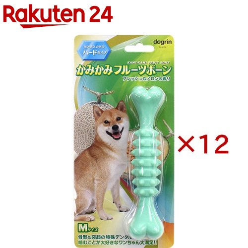 お店TOP＞ペット用品＞犬用品(グッズ)＞犬用おもちゃ・玩具(犬・遊)＞デンタル・トイ(犬用)＞かみかみフルーツボーン メロン Mサイズ (12セット)【かみかみフルーツボーン メロン Mサイズの商品詳細】●おいしそうな香りがたまらない！●噛む事が大好きなワンちゃん大満足♪●ナイロン素材で壊れにくく満足感のある噛み心地●噛んでストレス発散！●歯茎を刺激してマッサージ効果も●楽しく遊びながら口内のお掃除にも【かみかみフルーツボーン メロン Mサイズの原材料】ナイロン【規格概要】商品サイズ：35*30*150【注意事項】・本品は犬用玩具です。それ以外の用途には使用しないでください。・破片に関しては便として排出されるので問題ございません。(体内で消化されません)但し、固まりを飲み込んだ場合は消化器官で引っ掛かる可能性があり体調を崩す場合がございますので、獣医師にご相談下さい。(状況により手術等にて摘出の必要があります。)・パッケージ裏面に記載しておりますが、ペットに与えて遊ばせる際は必ず目の届く範囲で遊ばせて下さい。壊れた玩具は誤飲やトラブルの原因となるので新しいものと交換して下さい。・個体差によりますが、噛む力が強い場合はハードタイプ等をお勧めいたします。【原産国】台湾【ブランド】スーパーキャット【発売元、製造元、輸入元又は販売元】スーパーキャットこちらの商品は、ペット用の商品です。※説明文は単品の内容です。リニューアルに伴い、パッケージ・内容等予告なく変更する場合がございます。予めご了承ください。・単品JAN：4973640415052スーパーキャット105-0012 東京都港区芝大門2-8-13 サクセス芝大門03-3434-1122広告文責：楽天グループ株式会社電話：050-5577-5043[犬用品/ブランド：スーパーキャット/]