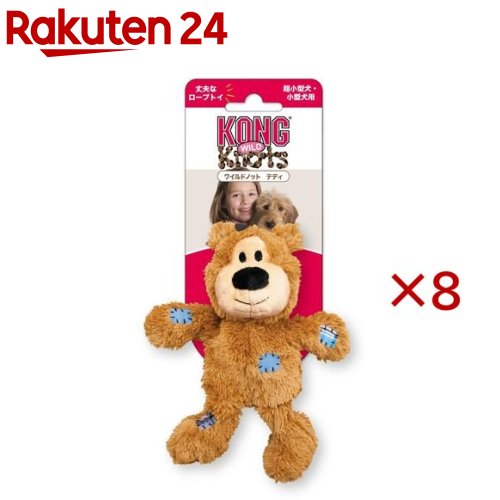 お店TOP＞ペット用品＞犬用品(グッズ)＞犬用おもちゃ・玩具(犬・遊)＞犬のおもちゃ全部＞コング ワイルドノット テディ S ブラウン (8セット)【コング ワイルドノット テディ S ブラウンの商品詳細】●ソフトで愛らしいテディベア内部にコットンロープの骨組みと結び目により、ゴリゴリとした感触が犬の噛みたい気持ち「本能」を刺激し、満足させます。●強度のある生地を裏打ちした、強化型のヌイグルミ生地なので、布製TOYながら丈夫で長持ち。しかも丸洗いOKで清潔に保てます。●綿出しをさせない、詰め物少な目設計。軽くて手足があるので、子犬から大型犬までくわえやすい形状が特徴です。●ボディには噛むと「キュー」と音がする鳴り笛入り【コング ワイルドノット テディ S ブラウンの原材料】ポリエステル、コットンロープ、プラスチック【注意事項】・犬の玩具以外の用途には使用しないでください。・幼児の手の届かない所で使用、保管してください。・階段や障害物、火気の近くで使用しないでください。・毎回、使用する前は破損個所がないか点検し、破損がある場合は使用をおやめください。・必ず人が見ている前で、飼い主の責任においてご使用ください。・遊び終えたら犬がさわれない所に保管してください。【原産国】中国【ブランド】コング【発売元、製造元、輸入元又は販売元】スペクトラム ブランズ ジャパンこちらの商品は、ペット用の商品です。※説明文は単品の内容です。リニューアルに伴い、パッケージ・内容等予告なく変更する場合がございます。予めご了承ください。(KONG WILD KNOTS)・単品JAN：35585746814スペクトラム ブランズ ジャパン220-0004　神奈川県横浜市西区北幸2-6-26 HI横浜ビル3階045-322-4330広告文責：楽天グループ株式会社電話：050-5577-5043[犬用品/ブランド：コング/]