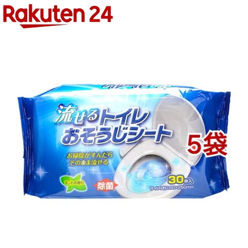 流せるトイレ掃除シート 除菌 ミントの香りQB-116N(30枚入*5袋セット)