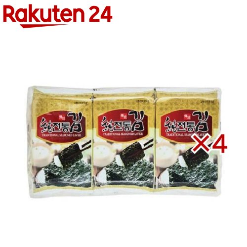 お店TOP＞健康食品＞植物由来サプリメント＞海藻類＞海苔＞ソチョン 韓国伝統味付のり (9袋入×4セット(1袋8枚))【ソチョン 韓国伝統味付のりの商品詳細】8枚入り9袋の小分けになっていますので、いつでも新鮮な韓国海苔の味が楽しめます。【品名・名称】味付のり【ソチョン 韓国伝統味付のりの原材料】乾のり、コーン油【栄養成分】1パック(4g)当りエネルギー：23kcal、たんぱく質：0.9g、脂質：1.9g、炭水化物：0.9g、食塩相当量：0.2g【保存方法】・のりは湿気により風味が損なわれやすい商品です。・開封後はお早めにお召し上がりください。・この商品は油を使用しております。まれにトレーに油が溜まることがありますが、品質には問題ありません。【注意事項】・原材料の乾のりは「えび・かに」の生息する海域で採取しています。乾燥剤は食べないようにご注意ください。【原産国】韓国【発売元、製造元、輸入元又は販売元】オーバーシーズ※説明文は単品の内容です。リニューアルに伴い、パッケージ・内容等予告なく変更する場合がございます。予めご了承ください。・単品JAN：8809300999913オーバーシーズ155-0033 東京都世田谷区代田5-11-100120-522-582広告文責：楽天グループ株式会社電話：050-5577-5043[乾物・惣菜]