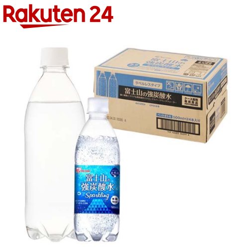 アイリス 富士山の強炭酸水 ラベルレス(500ml*24本入)【アイリスの天然水】[炭酸水 500ml 24本 ラベルレス 国産]