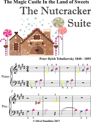 The Magic Castle In the Land of Sweets Nutcracker Beginner Piano Sheet Music with Colored Notes