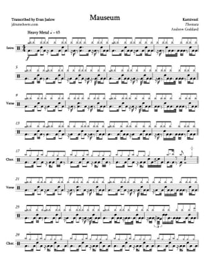 Karnivool - Mauseum Drum Sheet Music