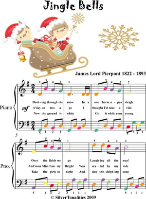 Jingle Bells Easy Piano Sheet Music with Colored Notes