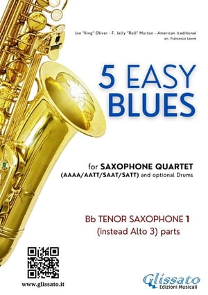 Tenor Sax 1 (instead Alto 3) parts "5 Easy Blues" for Saxophone Quartet