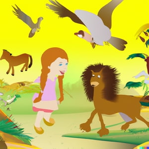 The Little Girl and the horse, the hornet, the vulture, the lion, the antelope children's tale