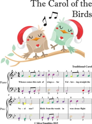Carol of the Birds Easy Piano Sheet Music with Colored Notes