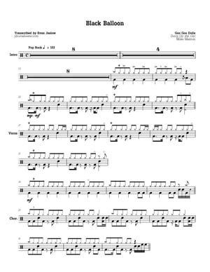 Goo Goo Dolls - Black Balloon: Drum Sheet Music