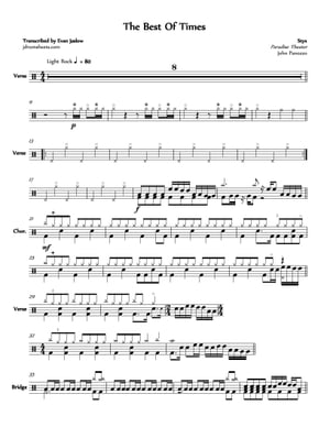 Styx - The Best of Times: Drum Sheet Music
