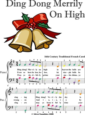 Ding Dong Merrily On High Easy Piano Sheet Music with Colored Notes