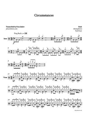 Rush - Circumstances: Drum Sheet Music