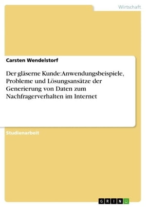 Der gl?serne Kunde: Anwendungsbeispiele, Probleme und L?sungsans?tze der Generierung von Daten zum Nachfragerverhalten im Internet