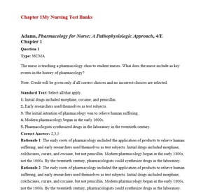 test bank Adams, Pharmacology for Nurse A Pathophysiologic Approach, 4E