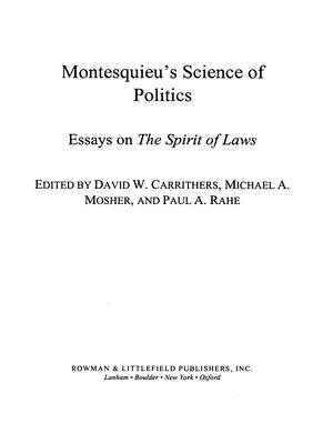 Montesquieu's Science of Politics Essays on The Spirit of Laws【電子書籍】[ Cecil Courtney ]