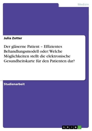 Der gläserne Patient - Effizientes Behandlungsmodell oder: Welche Möglichkeiten stellt die elektronische Gesundheitskarte für den Patienten dar?