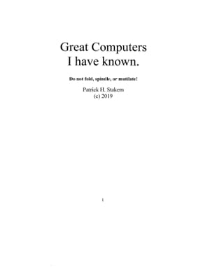 Great Computers I have Known
