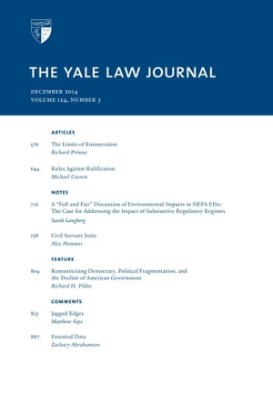 Yale Law Journal: Volume 124, Number 3 - December 2014