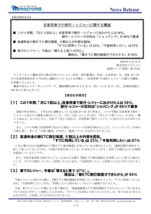 自家用車での旅行・レジャーに関する調査