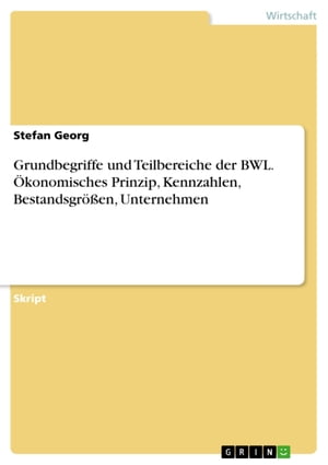 Grundbegriffe und Teilbereiche der BWL. Ökonomisches Prinzip, Kennzahlen, Bestandsgrößen, Unternehmen