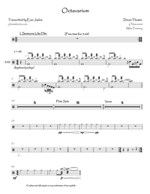 Dream Theater - Octavarium Drum Sheet Music【電子書籍】 Evan Aria Serenity