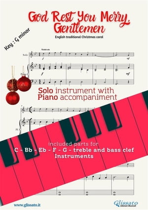 God Rest Ye Merry, Gentlemen (in Gm) for solo instrument w/ piano