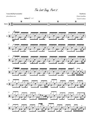 Anathema - The Lost Song, Part 2: Drum Sheet Music