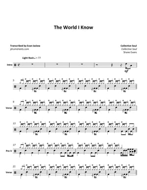 Collective Soul - The World I Know: Drum Sheet Music