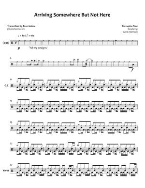 Porcupine Tree - Arriving Somewhere But Not Here: Drum Sheet Music