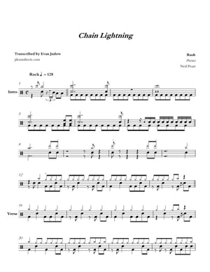 Rush - Chain Lightning: Drum Sheet Music