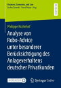 ＜p＞Sp?testens seit dem Jahr 2020 nimmt die mediale Berichterstattung von Robo-Advisors in Deutschland zu. Diese digitale Anlageverwaltung kann dazu beitragen, neue Ertragsquellen zu erschlie?en und die Kundenbed?rfnisse nach innovativen Finanzprodukten zu befriedigen. Philippe Krahnhof eruiert in diesem Buch die Einflussparameter auf die Kundenbereitschaft, diese Dienstleistung zu nutzen, sowie Vor- und Nachteile sowohl aus Banken- als auch aus Verbrauchersicht. Ferner werden empirische Erkenntnisse zur Implementierung von Robo-Advice in das Gesch?ftsmodell gesammelt. Robo-Advice kann insbesondere zur Reduzierung emotionaler Finanzentscheidungen aus Privatkundensicht beitragen. Obwohl eine derartige Dienstleistung f?r s?mtliche Privatkunden relevant ist, bedarf es auf Basis der empirischen Ergebnisse gesammelter Finanzerfahrungen, um diese zu nutzen.＜/p＞画面が切り替わりますので、しばらくお待ち下さい。 ※ご購入は、楽天kobo商品ページからお願いします。※切り替わらない場合は、こちら をクリックして下さい。 ※このページからは注文できません。