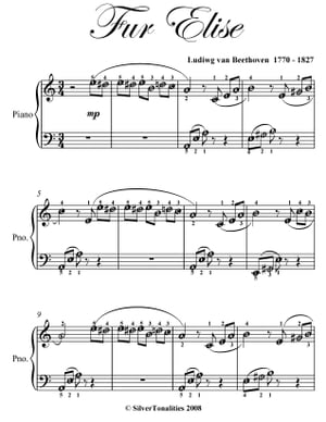 Fur Elise Easiest Piano Sheet MusicŻҽҡ[ Ludwig van Beethoven ]