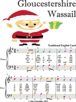 Gloucestershire Wassail Easy Piano Sheet Music with Colored Notes