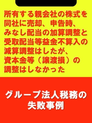 所有する親会社の株式を同社に売却、申告時、みなし配当の加算調整と受取配当等益金不算入の減算調整はしたが、資本金等（譲渡損）の調整はしなかった[グループ法人税務【電子書籍】