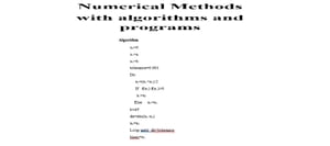 Numerical Methods with algorithms and programs