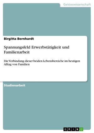 Spannungsfeld Erwerbst?tigkeit und Familienarbeit Die Verbindung dieser beiden Lebensbereiche im heutigen Alltag von Familien