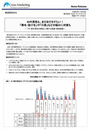 中・高年男性の美容に関する意識・実態調査