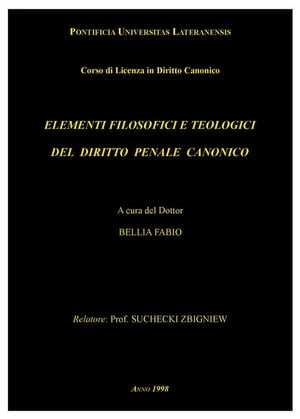 Elementi filosofici e teologici del diritto penale canonico