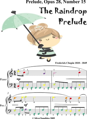 Raindrop Prelude Opus 28 Number 15 Easiest Piano Sheet Music with Colored Notes