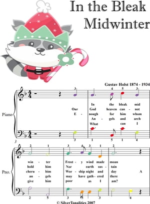 In the Bleak Midwinter Easy Piano Sheet Music with Colored Notes