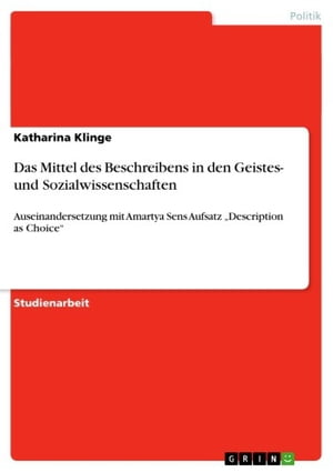 Das Mittel des Beschreibens in den Geistes- und Sozialwissenschaften