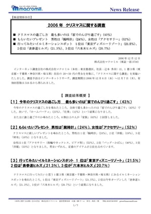 2006年 クリスマスに関する調査