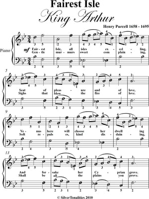 Fairest Isle King Arthur Easy Piano Sheet Music【電子書籍】 Henry Purcell