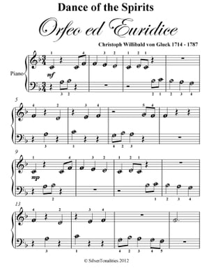 Dance of the Spirits Orfeo ed Euridice Beginner Piano Sheet Music