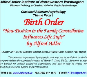 Classical Adlerian Psychology Theme Pack 1: Birth Order